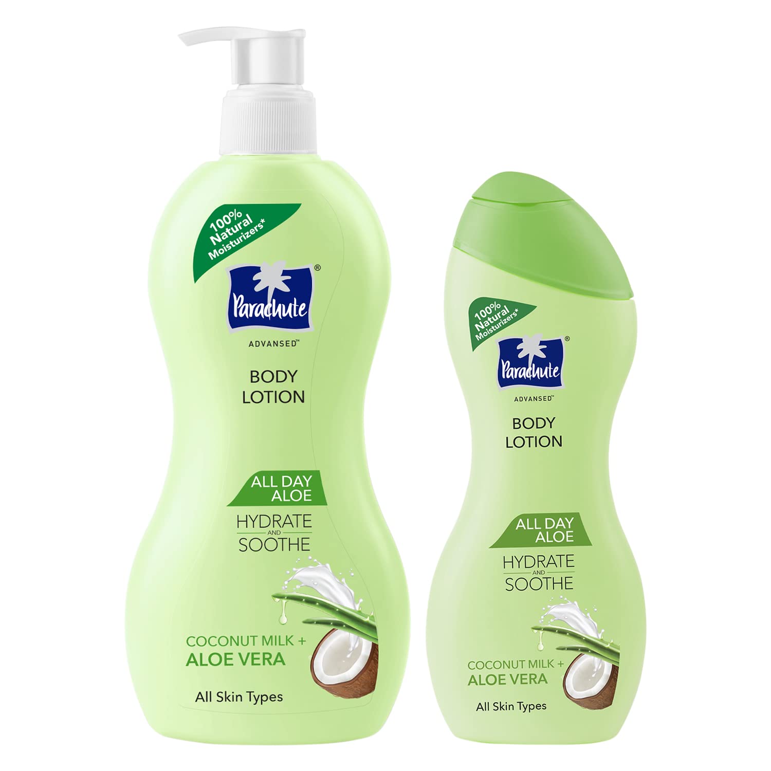 Parachute Advansed All Day Aloe Body Lotion, 100% Natural Moisturisers, 400ml + 250ml (Saver Pack)