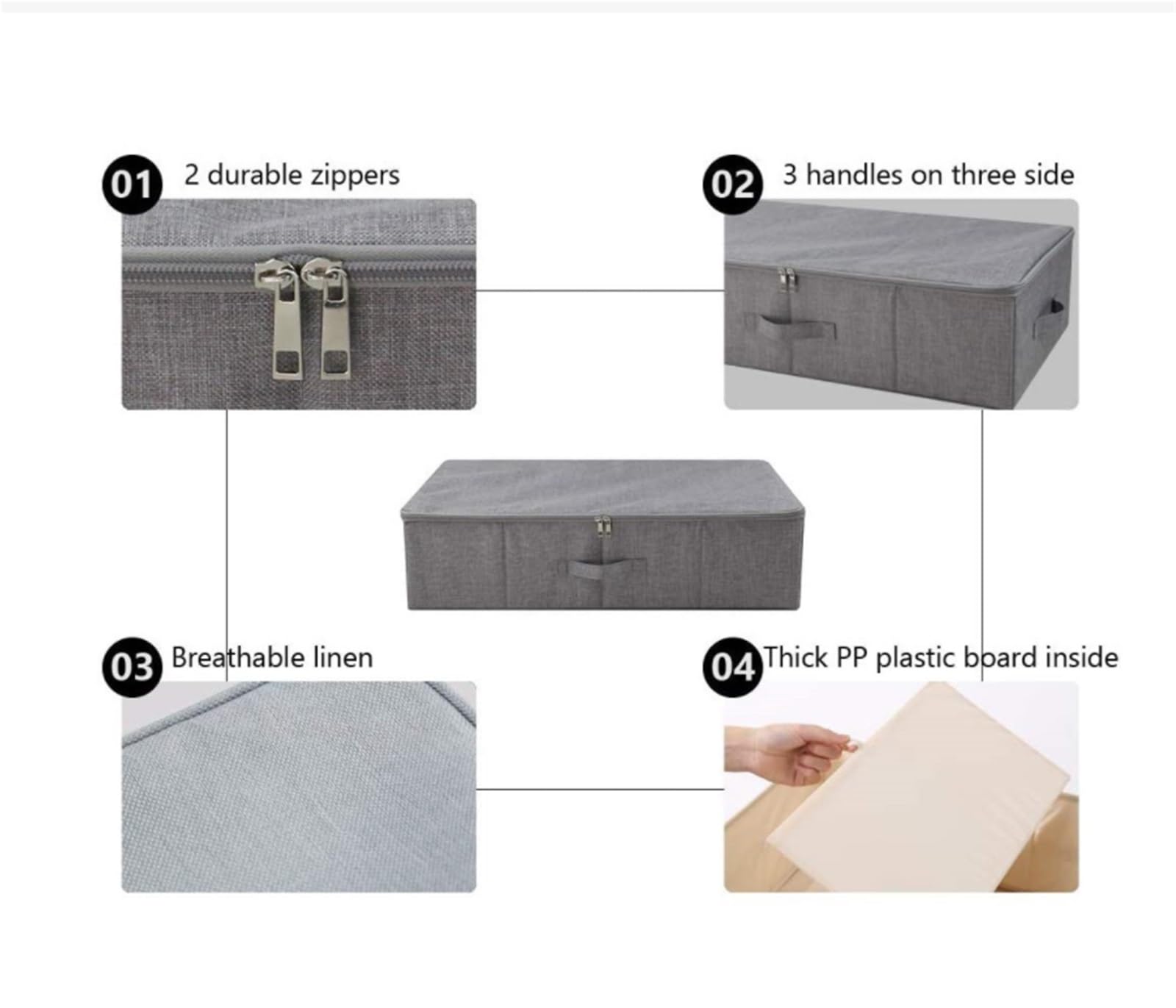Bolsas Almacenaje Ropa Caja De Almacenamiento Plegable con Cubierta De Doble Cremallera Debajo De La Cama Cesta De Almacenamiento De Ropa Organizador Armario para Edredones(G)