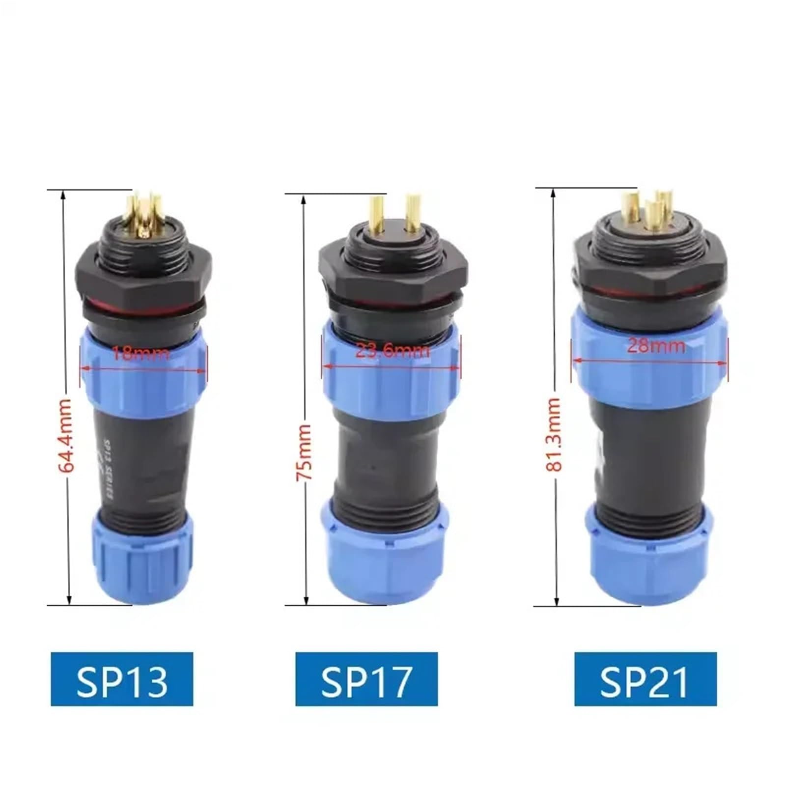 SP13 2-12PIN SP16/17 SP20/21 IP68-Stecker