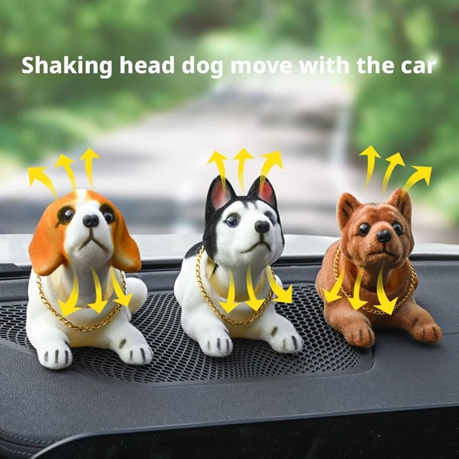 COM1950s Car Decor,Car Animal Shaking Head Ornament,Bobbing Head Dog Cute Cartoon Resin Cake Decoration Interior Dashboard Trim Design Doll Toy Gift Home