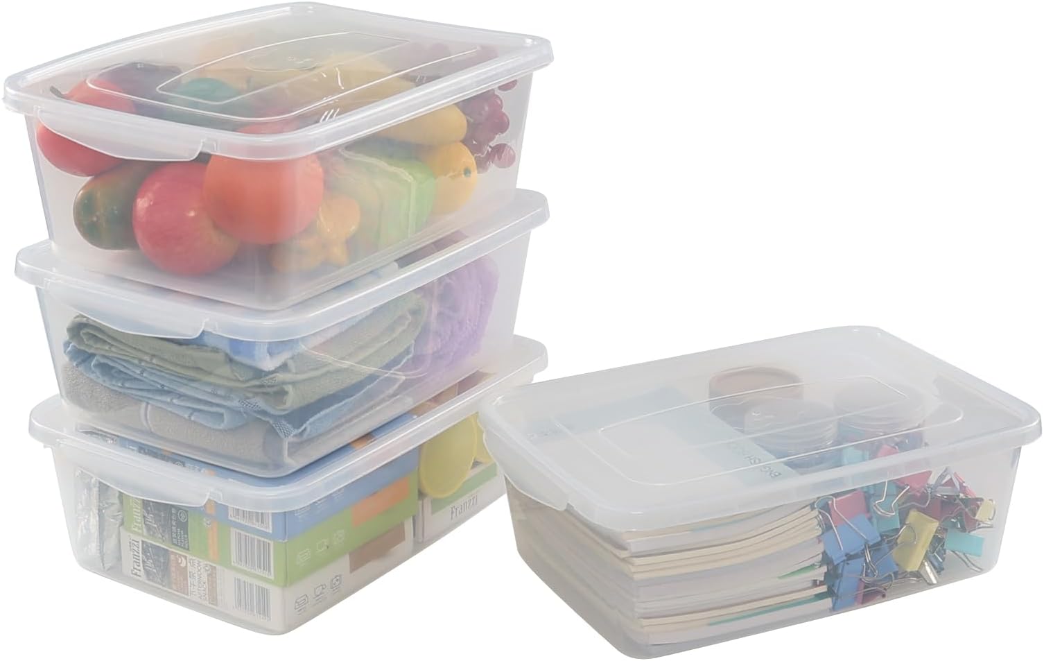 IRIS USA 8 Pack 17 Qt Clear Plastic Storage Box with Snap