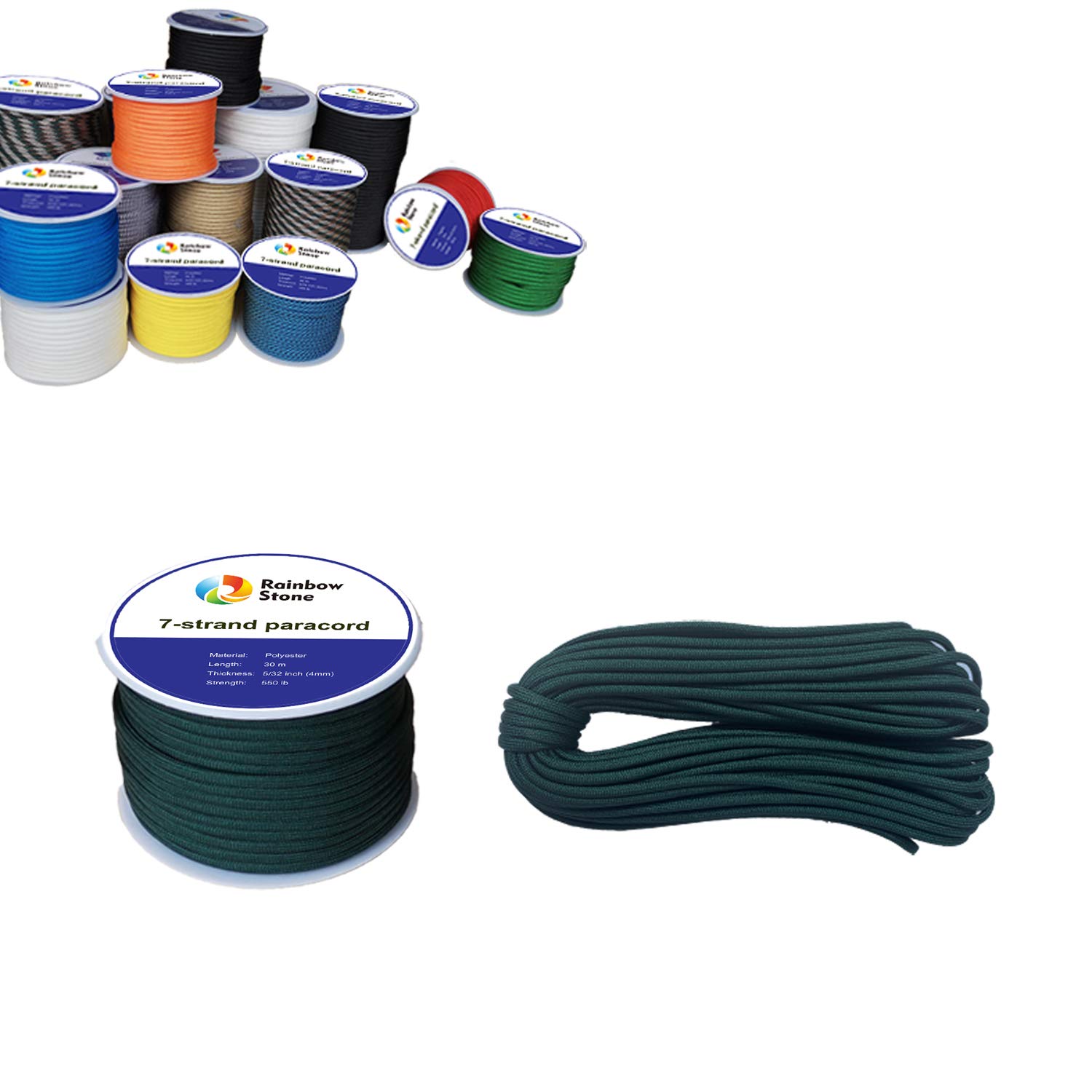 Paracord 7-Strand 550lb Strength 4mm Utility Rope Multiple Color 15/30/50/100m reel…