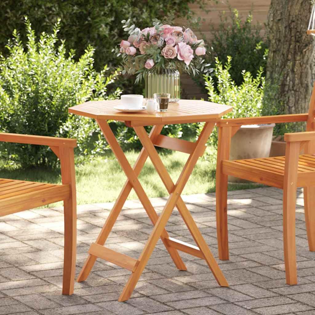 SXZenSpace Folding Acacia Garden Coffee Table 70x75 cm Rustic Round Outdoor Bistro Foldable Solid Wood Patio Furniture for Balcony Deck Camping