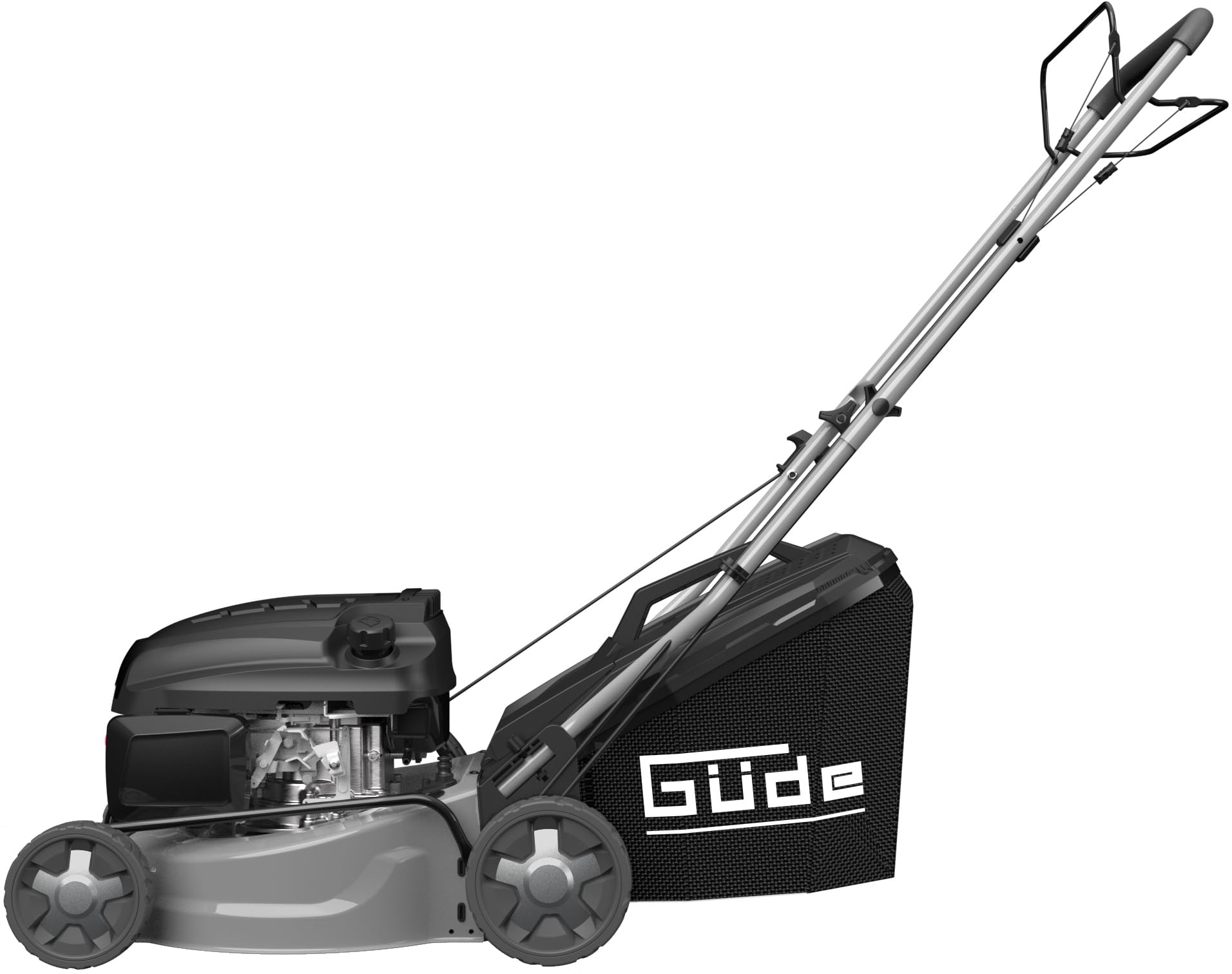 Güde Benzin Rasenmäher mit Radantrieb und Leichtstart 144,3cm³ 42cm Eco Wheeler 415 R 3in1 mit Antrieb | 3PS | 40 Liter Korb | Stahlgehäuse | 6-fache Verstellung | Mulchfunktion | Reinigungsanschluss