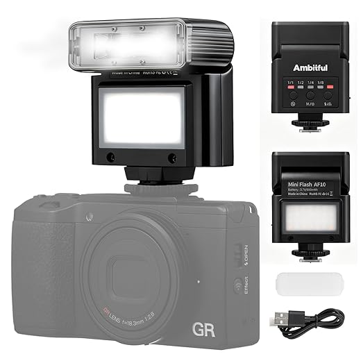 Ambitful Mini Flash, Camera Flash GN10, External Flash 7500K, 90° Adjustable Flash, Universal Single-Contact Hot Shoe Mount, Compatible with Panasonic/Canon/Nikon/Sony/Fujifilm (AF10)