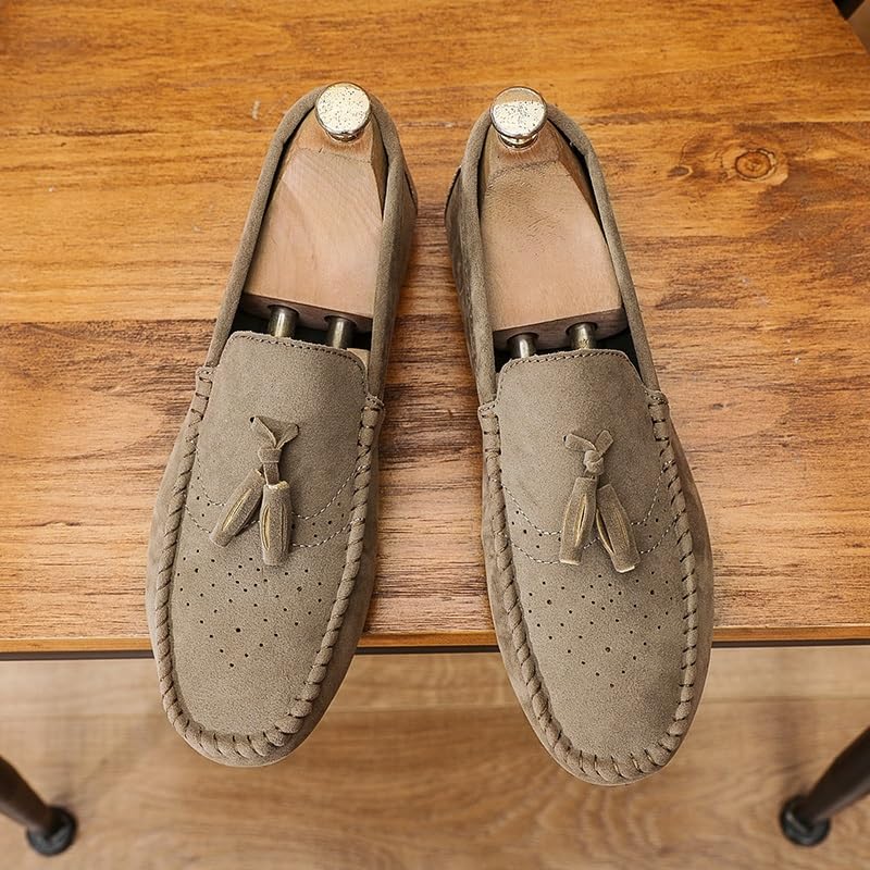 Mens Loafers Solid Color Faux Leather with Tassel Loafer Shoes Lightweight Flat Heel Anti-Slip Party Outdoor Slip-on3