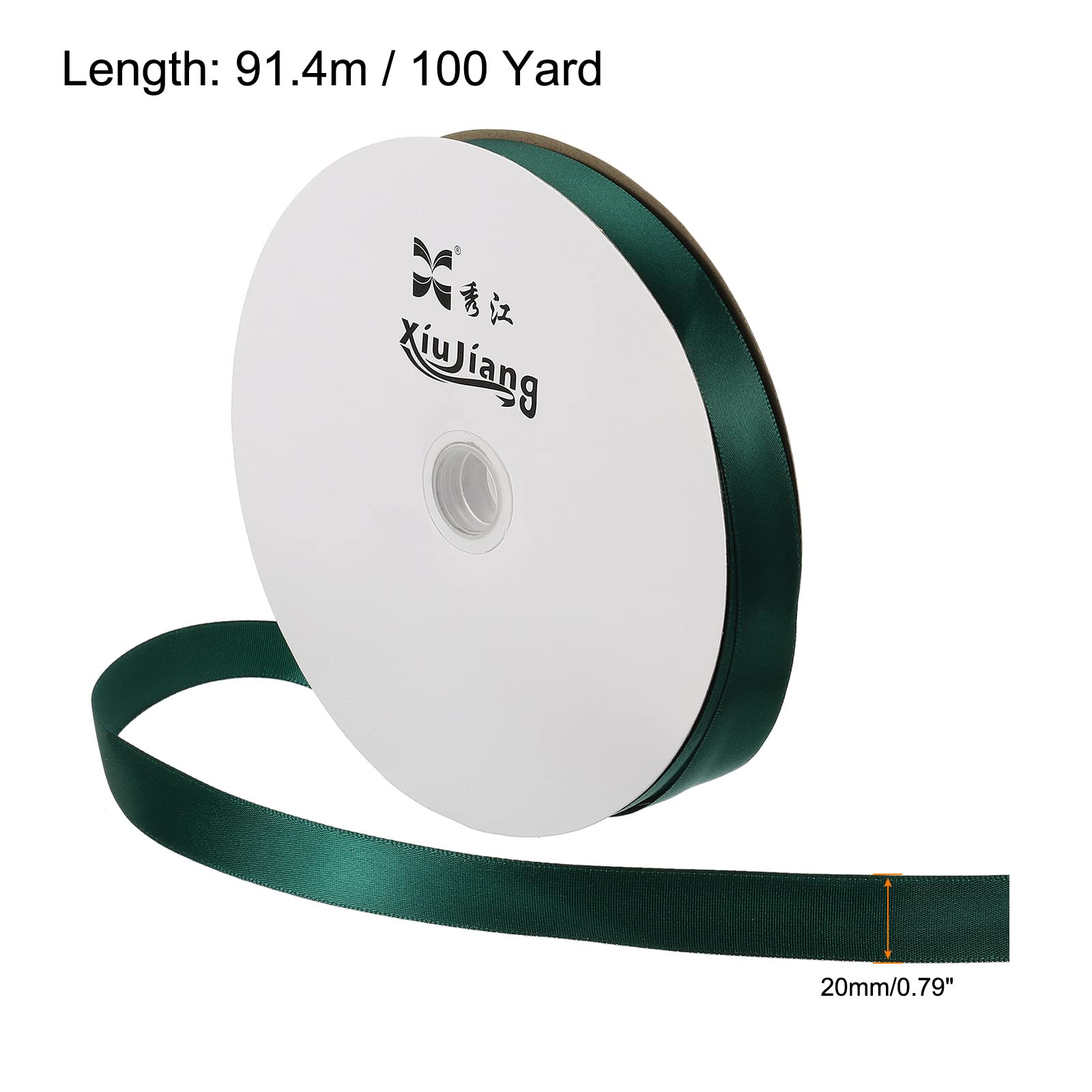 PATIKIL 0.79 Inch Wide 100 Yards Satin Ribbon, Solid Crafts Roll for Party Home DIY Wrapping Decoration Dark Green - Image 2