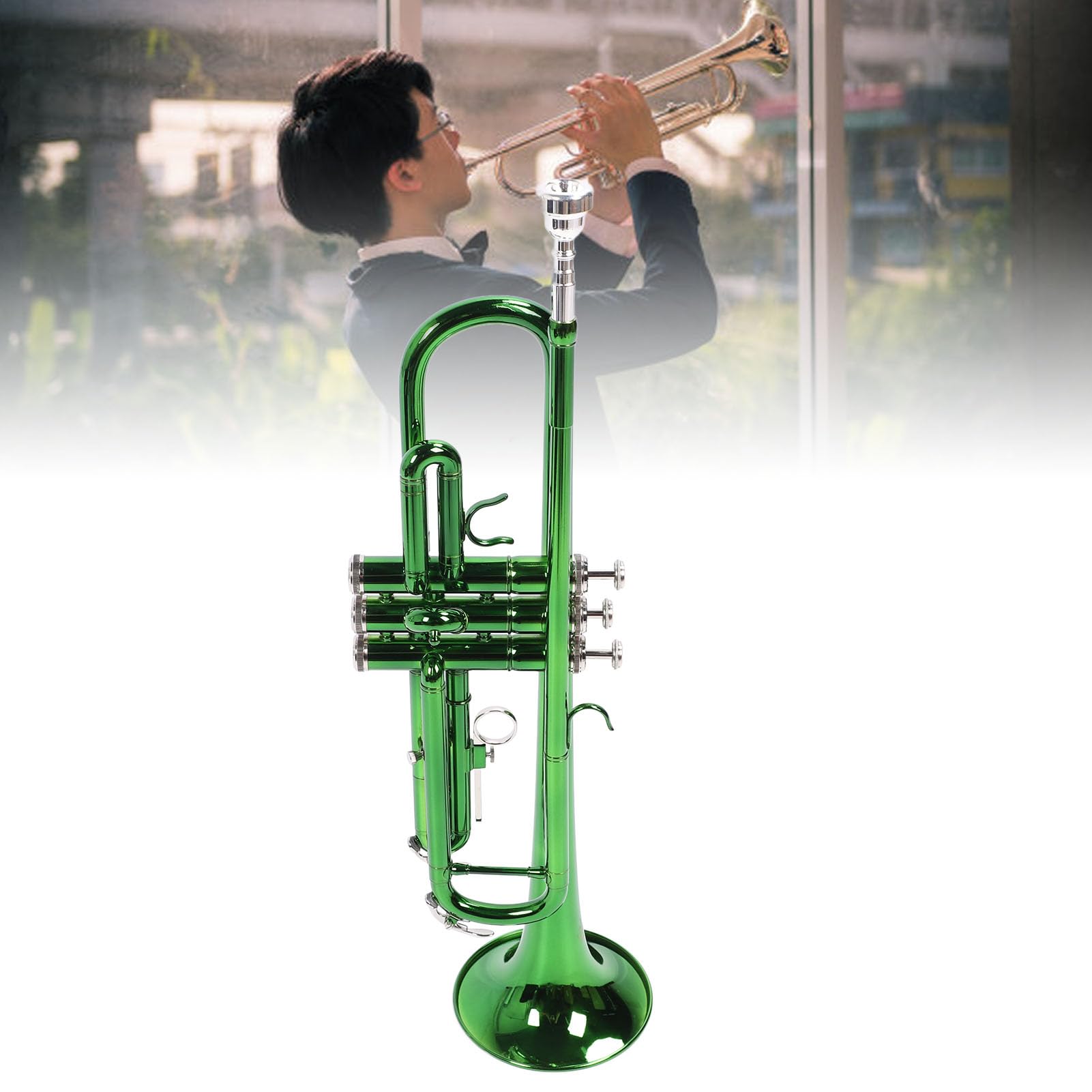 Tromba a 3 Toni, Strumento per Suonare Tromba in Materiale Rame Ni con Bocchino, Tromba Standard per Principianti, Banda Musicale, Insegnante Studente