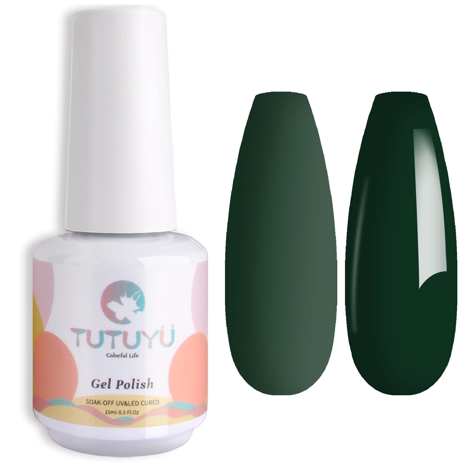 TUTUYU Emerald Green Gel Nail Polish, 0.51 Fl Oz UV/LED Lamp Soak Off Christmas Dark Green Gel Polish kit for Manicure Salon or Nail Art Design at