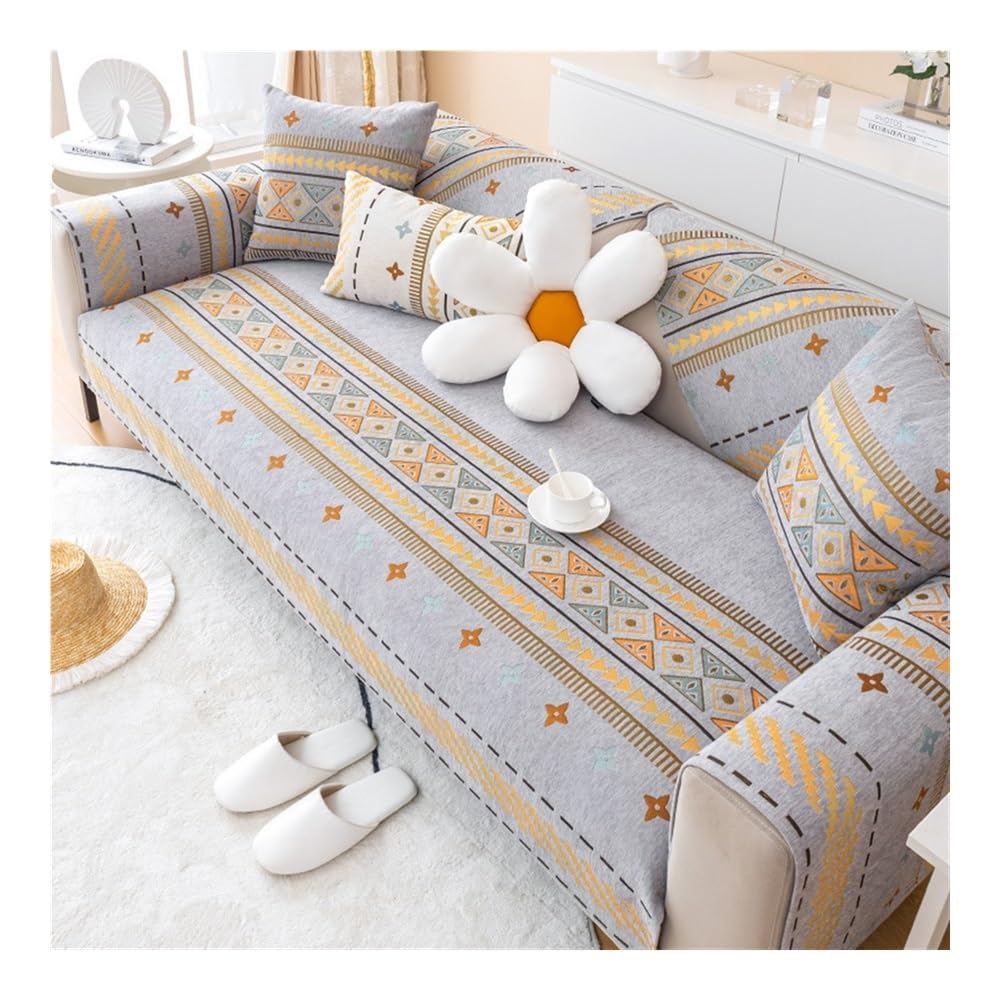 Couverture de balcon en chenille grise pour housse de canapé bohème