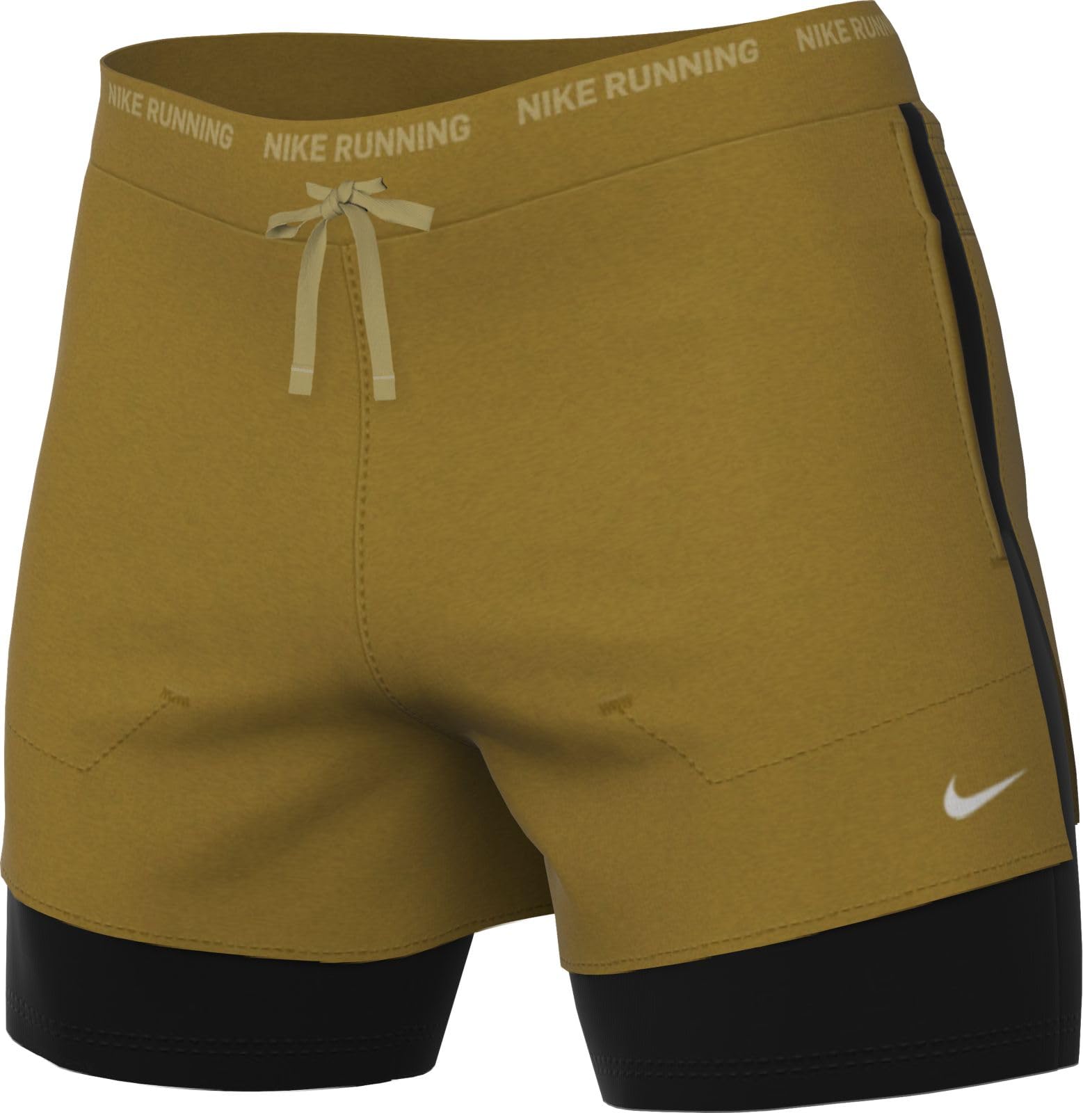 NIKE DM4757-716 M NK DF Stride 5IN SHRT Hybrid Shorts Men's Bronzine/Black/Buff Gold/Reflective Size 2XL