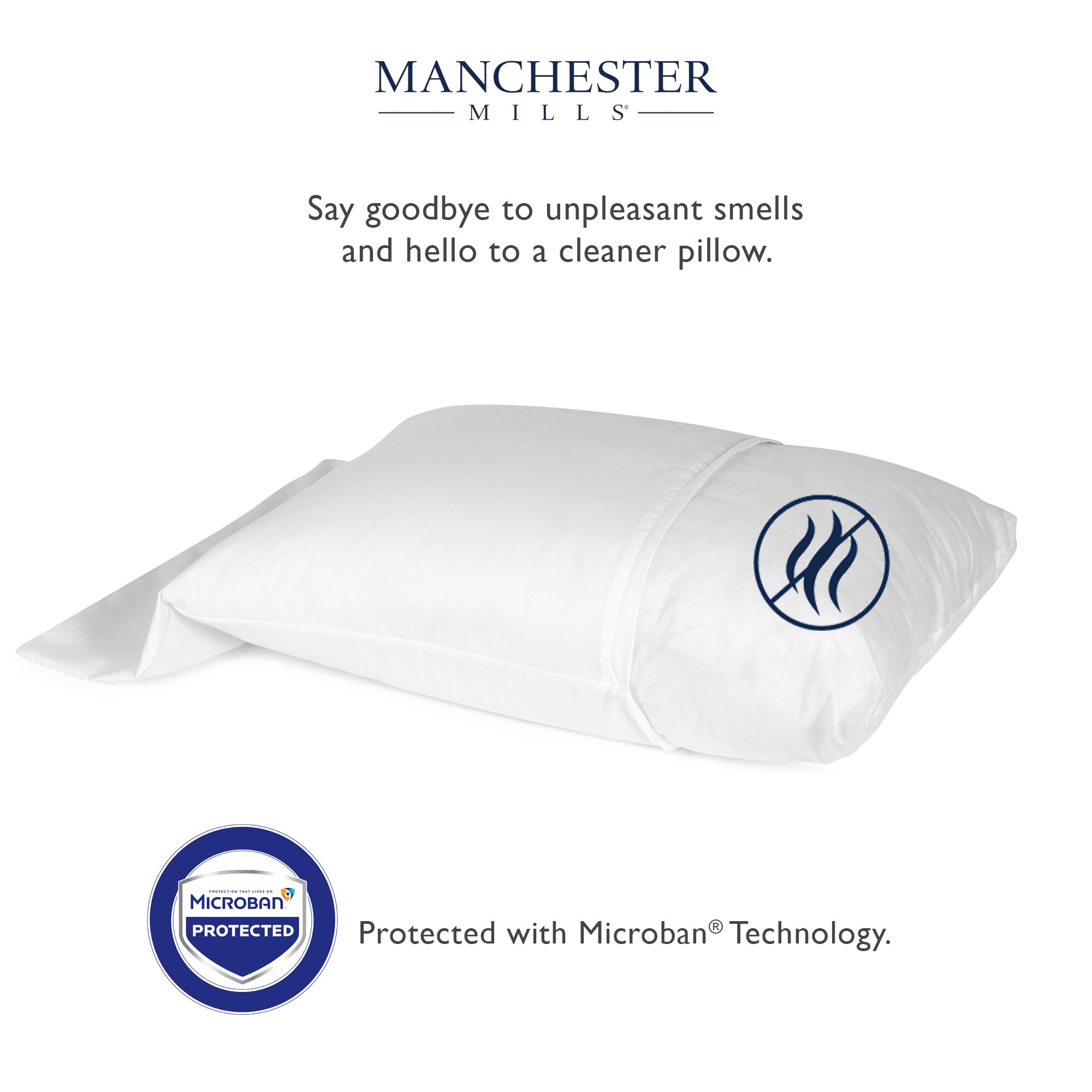 Protect360 Pillow Protector (Set of 2) - Queen, 21x30, Microban & Waterproof Protection, Hidden Zipper Closure, Hospitality Quality, Found in Leading Hotels Nationwide by Manchester Mills
