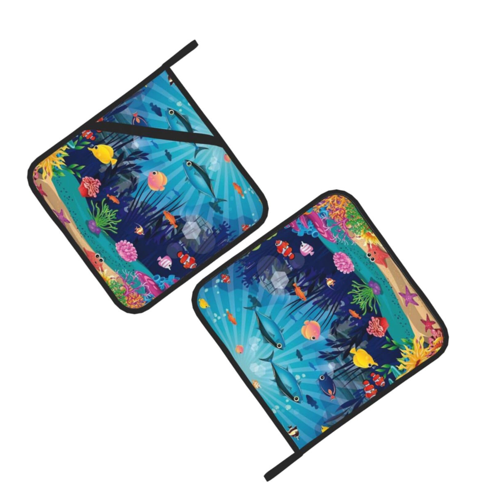 The Underwater World Tropical Fish Printed Oven Pot Holders Set of 2 Pcs Heat Resistant Kitchen Microwave Potholders for Cooking Baking Grilling