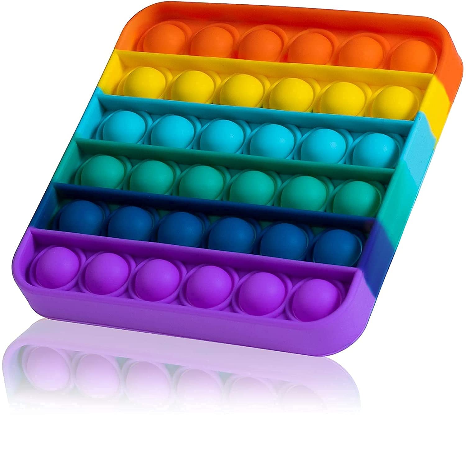 BINGE Pop It Fidget Toys,Push Pop Bubble Fidget Sensory Toy,Autism Special Needs Silicone Stress Relief Toy,Great Fidget Toy Sensory Toys Novelty Gifts for Girls Boys Kids Adults (Rainbow Square)