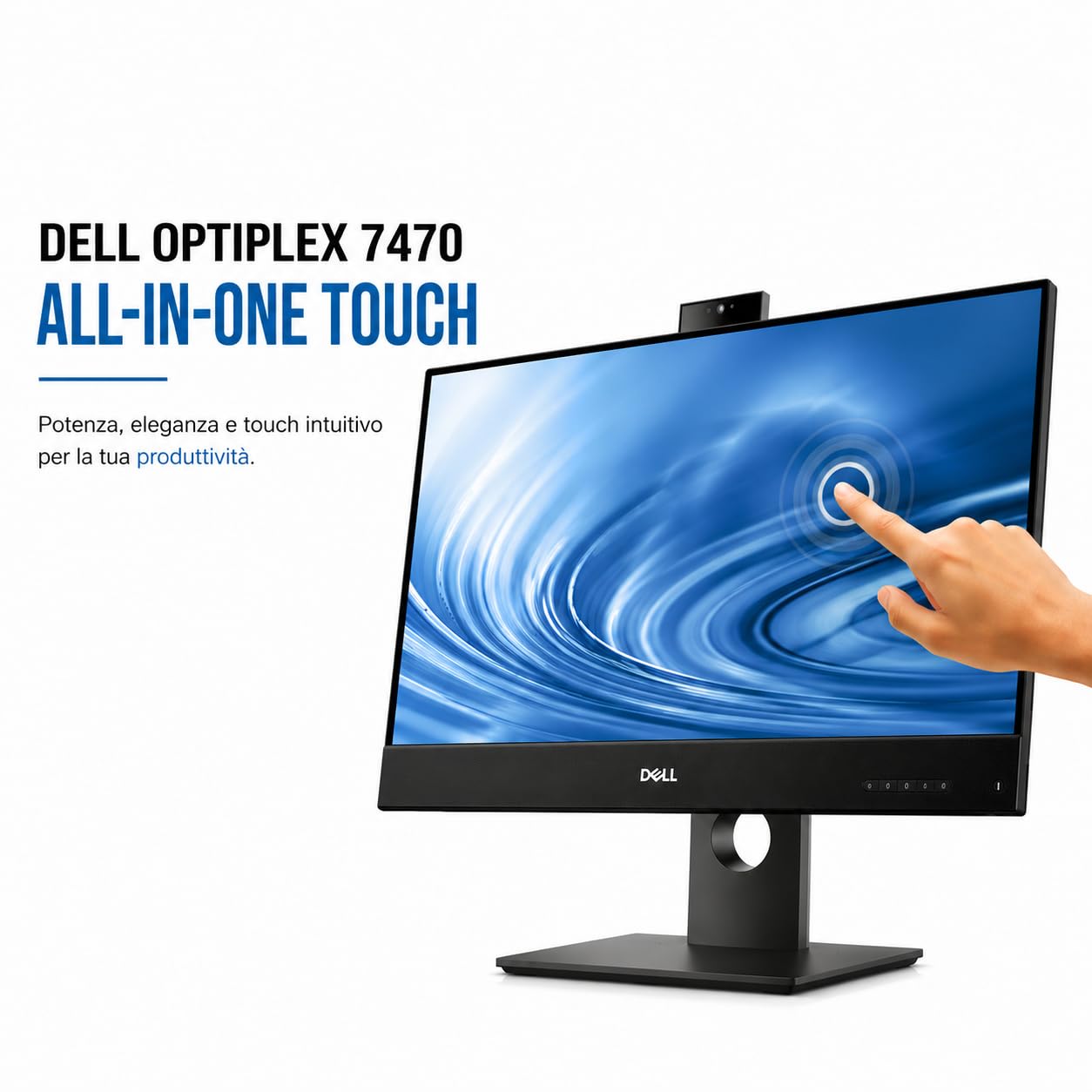 Dell Optiplex 7470 All-in-One Touch 23.8" Full HD |CPU i5-8500 | 16GB RAM | SSD 256GB NVMe | WiFi | Webcam Pop-Up | Windows 11 Pro | PC Desktop (Ricondizionato)