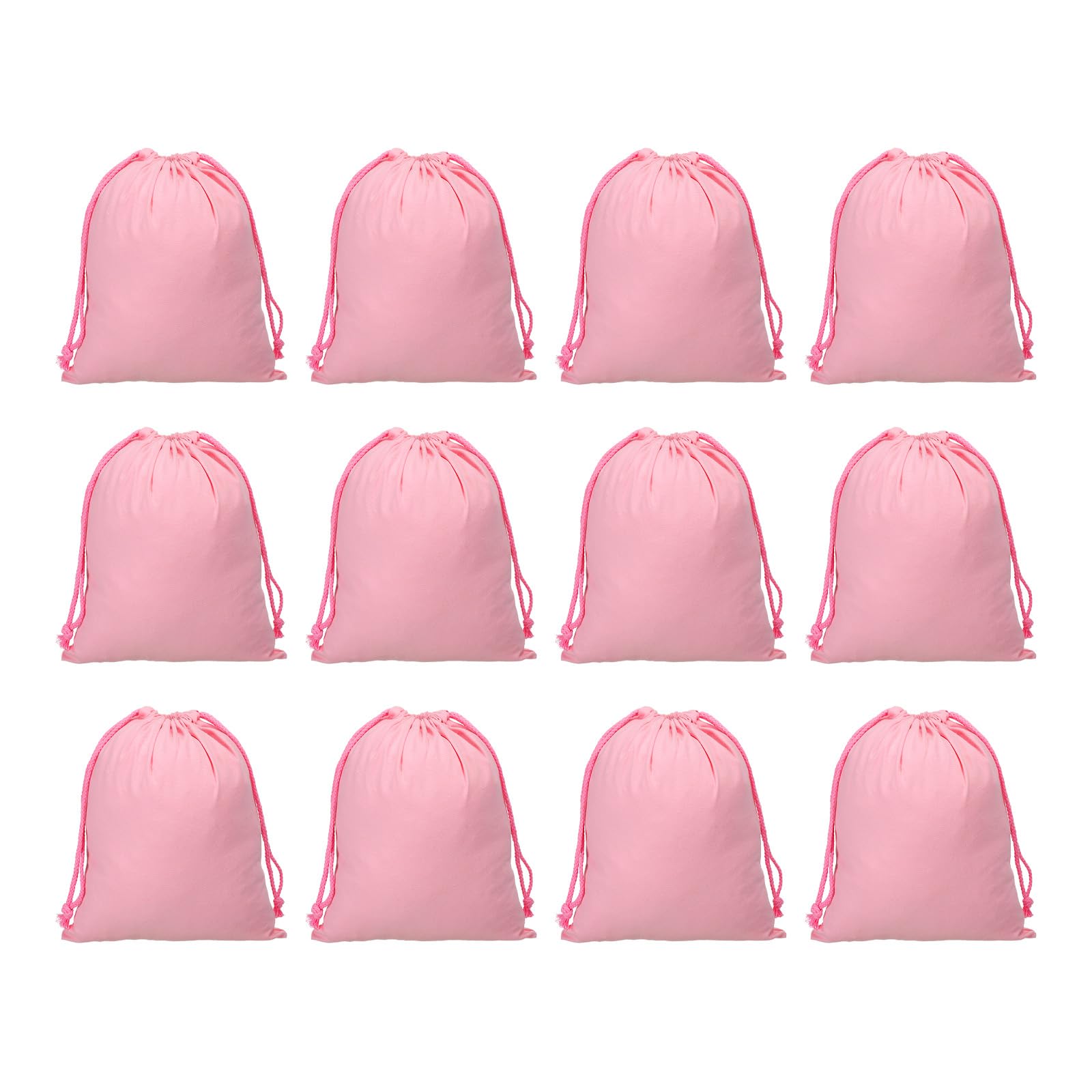 PATIKIL 100% Cotton Reusable Drawstring Bags, 7x10 Inch 12 Pack Multipurpose Washable Cotton Dust Bags, Luggage Organizer, Travel Essentials Storage Pouch, Pink