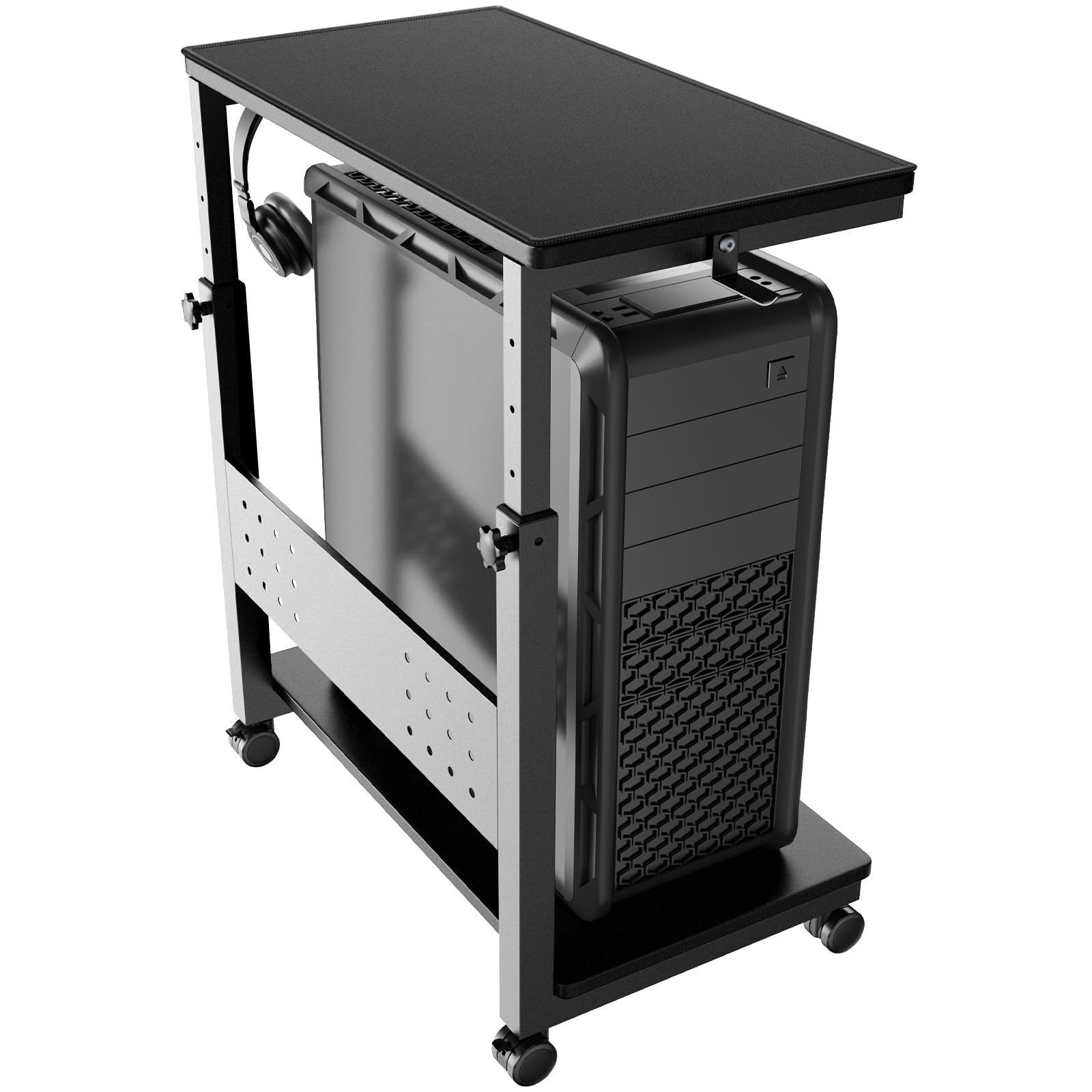 Amazon.co.jp：ACCURTEK パソコンワゴン 昇降式L字デスク 7段階 高さ