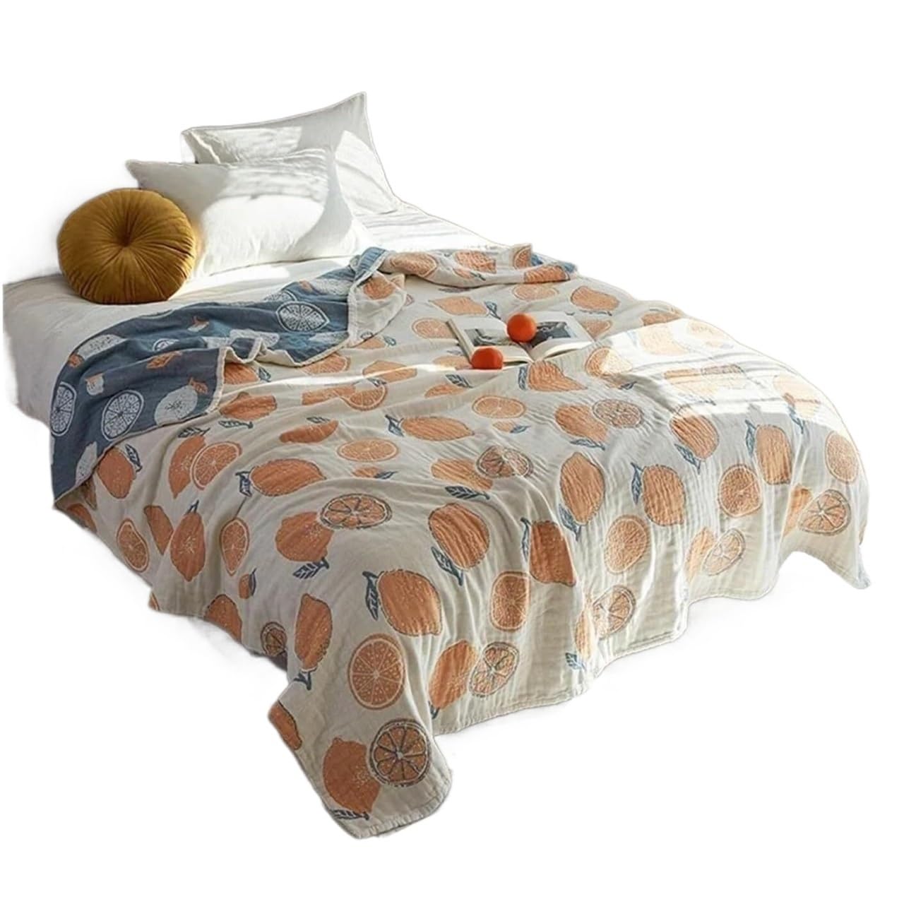 HKSDKABOP Multicolor Muslin Throw Blanket Multiple Sizes Breathable Bedspread(Color6,200X230CM)