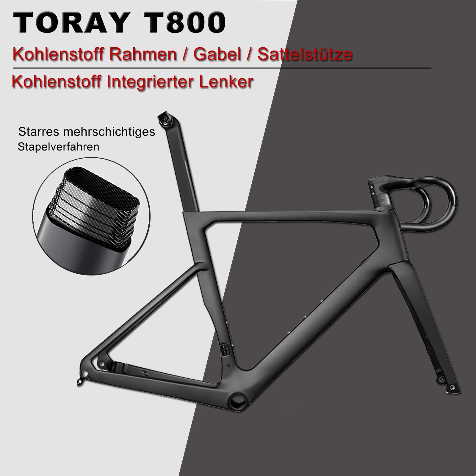 KABON Carbon Gravel Rennrad, T800 Carbon Fiber Rahmen mit Shimano Ultegra R8000 22 Gang Scheibenbremse 40C Gravel Reifen Rennrad für Unisex