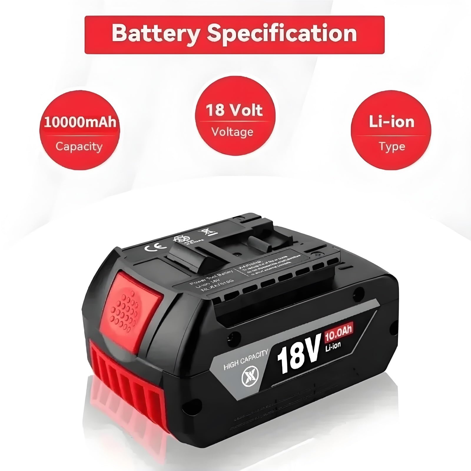 Batteria Li-Ion 18V 12Ah Compatibile con Bosch Utensili Elettrici BAT609 BAT618 BAT619G 18650 550g Ricaricabile con Opzione Caricatore (1PCS)