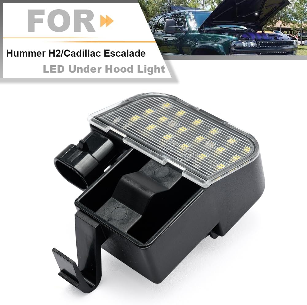LED Under Hood Light Assembly for 2003 Humm'er H2 2002 Cadillac Escalade Escalade EXT Xenon White Led Underhood Engine Compartment Lamp Kit OEM GM 12450086