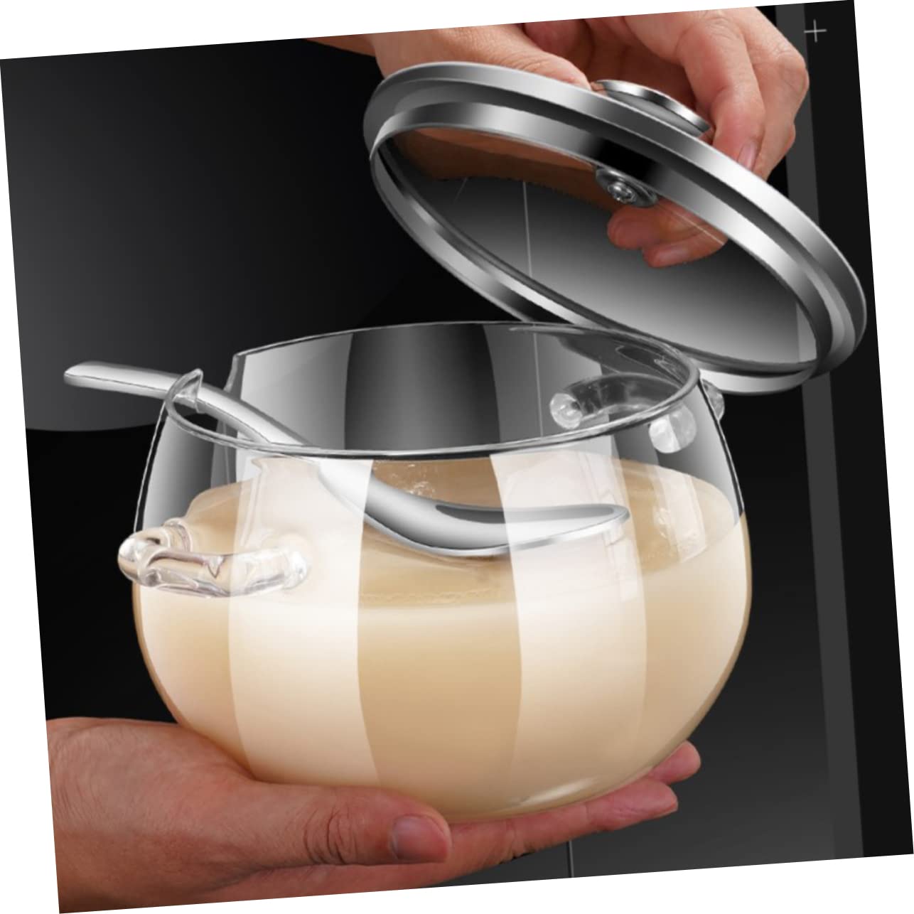Recipiente para Almacenar Alimentos de 1200ml de Vidrio y Acero Inoxidable