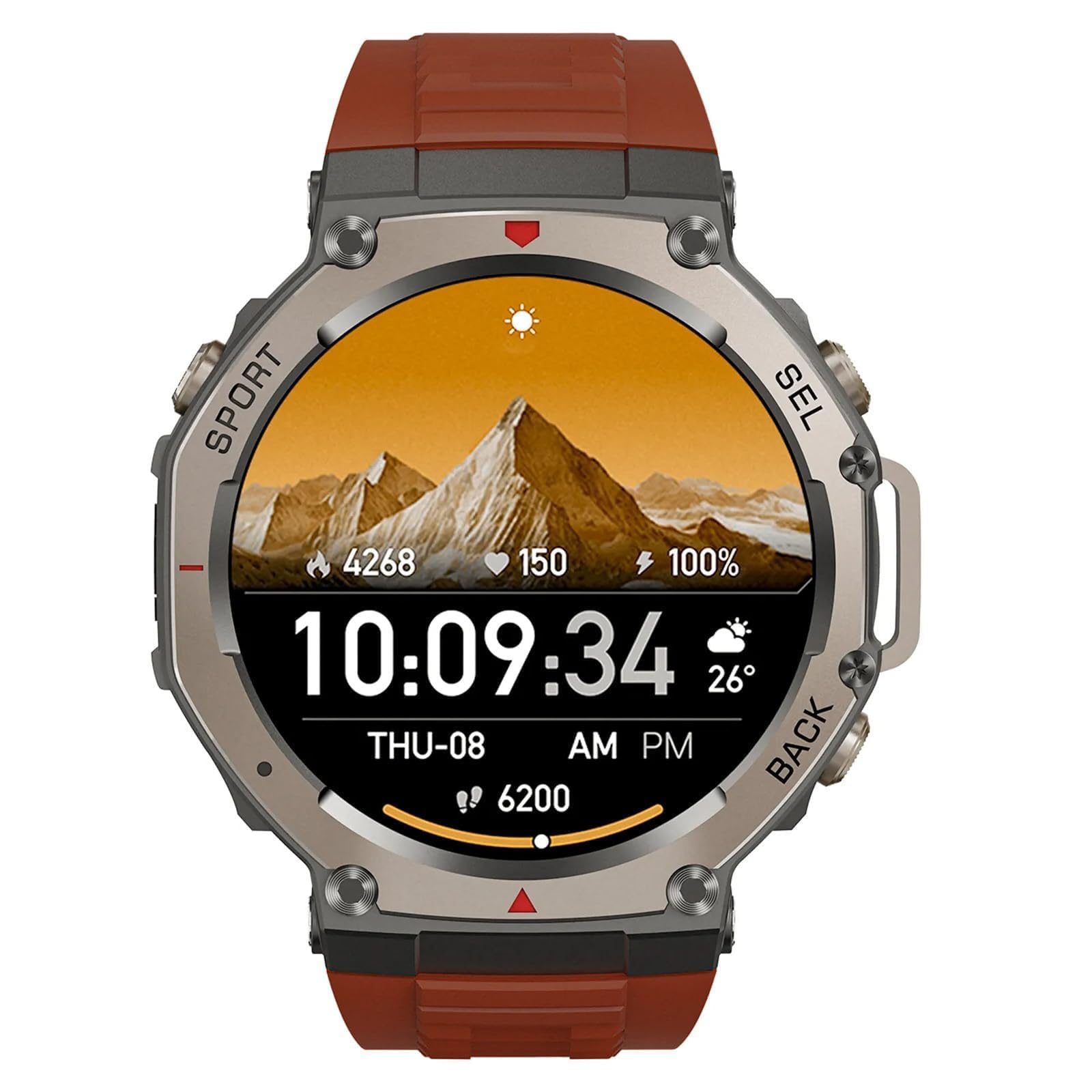 Sekoda Gps Sports Smartwatch Doppia Frequenza, Oltre 170 Dati Su Fitness E Salute, Durata Della Batteria Di 15 Giorni, Frequenza Cardiaca E Spo₂, Impermeabile (Arancione)