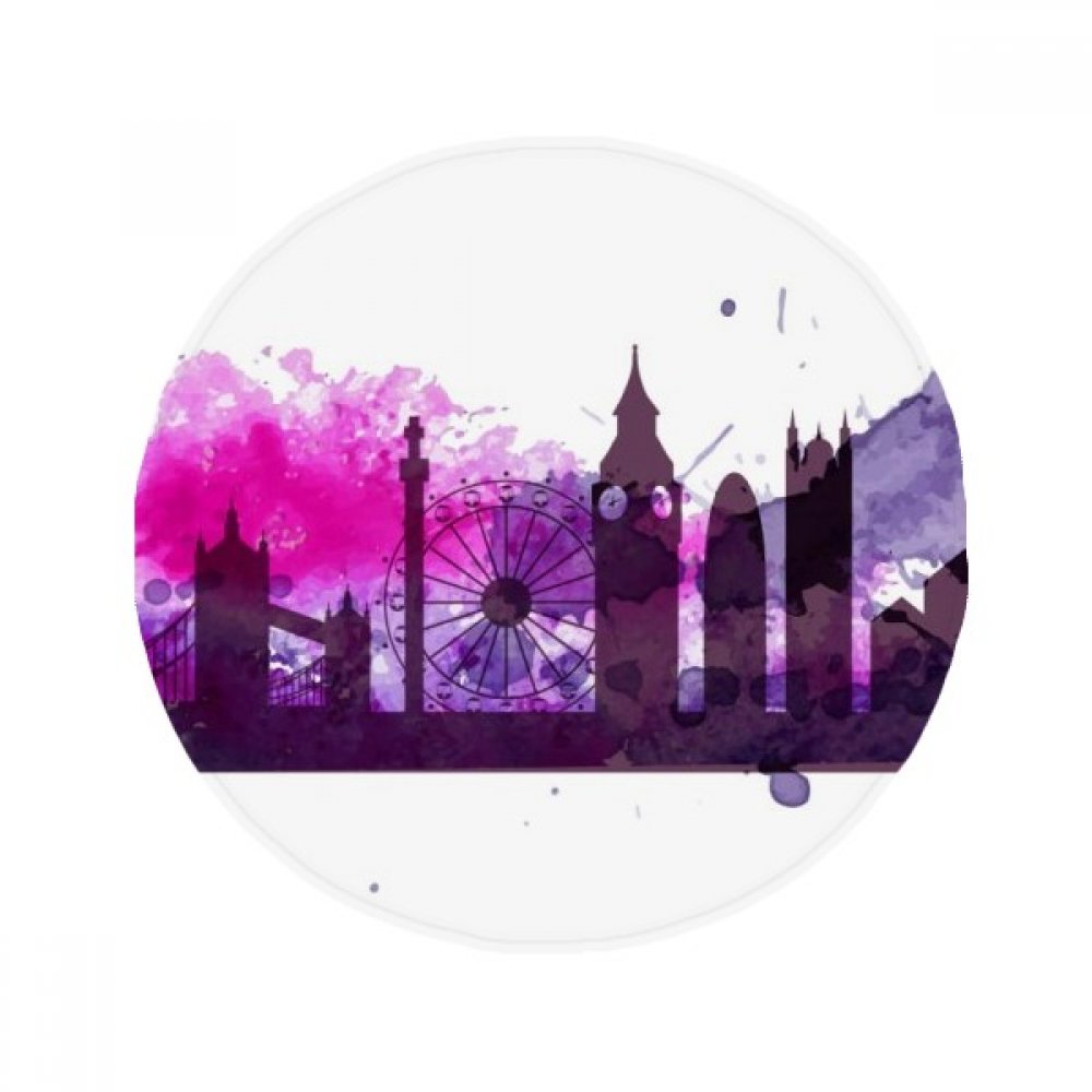Tapis de pet rond Londres violet aquarelle 80cm pour salon et cuisine