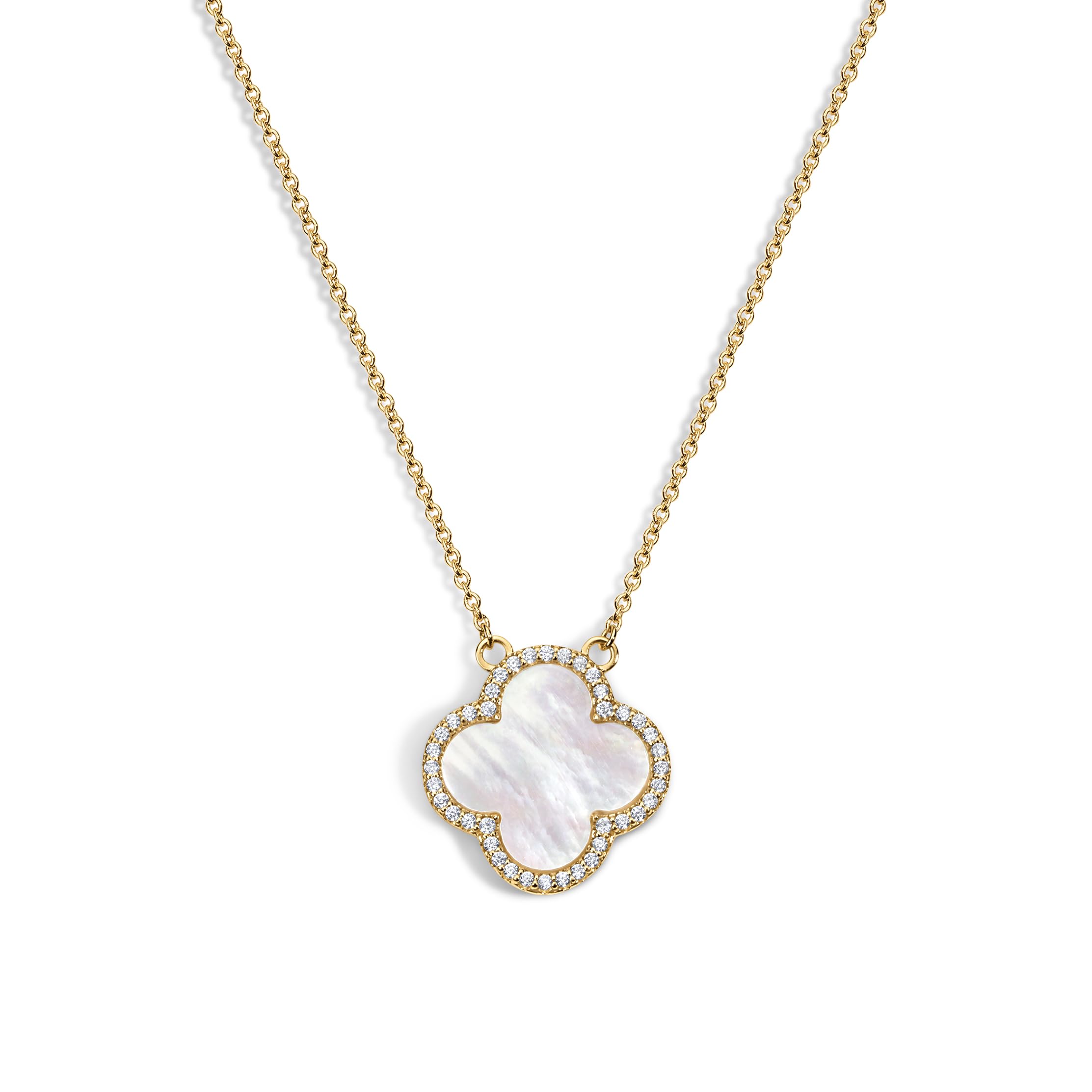 Electric Picks Icon Necklace for Women, 14k Gold Plated Clover Charm Pendant Necklace, 18" Layering Chain, Minimalist Everyday Jewelry, Dainty Gold Necklace Gift