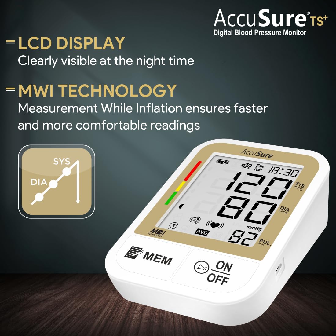 AccuSure TS Plus Blood Pressure Monitor β Fully Automatic | Simple, Reliable & Accurate | Digital BP Monitor includes Type-C USB power port 2