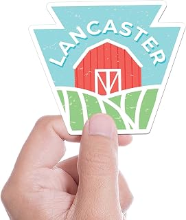 Red Barn Lancaster Pennsylvania Sticker - Amish Farm Eastern PA Bumper Stickers for Car - Cute Lancaster County Decal for Hydroflask