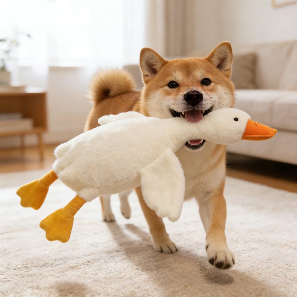Large Plush White Duck Dog Toy, 2026 New Enrichment Large White Puppy Plush, 50cm Cute Goose Stuffed Animal Duck Plushs Toys, Realistic Goose, for Dogs Chewing, Playing (Mix)