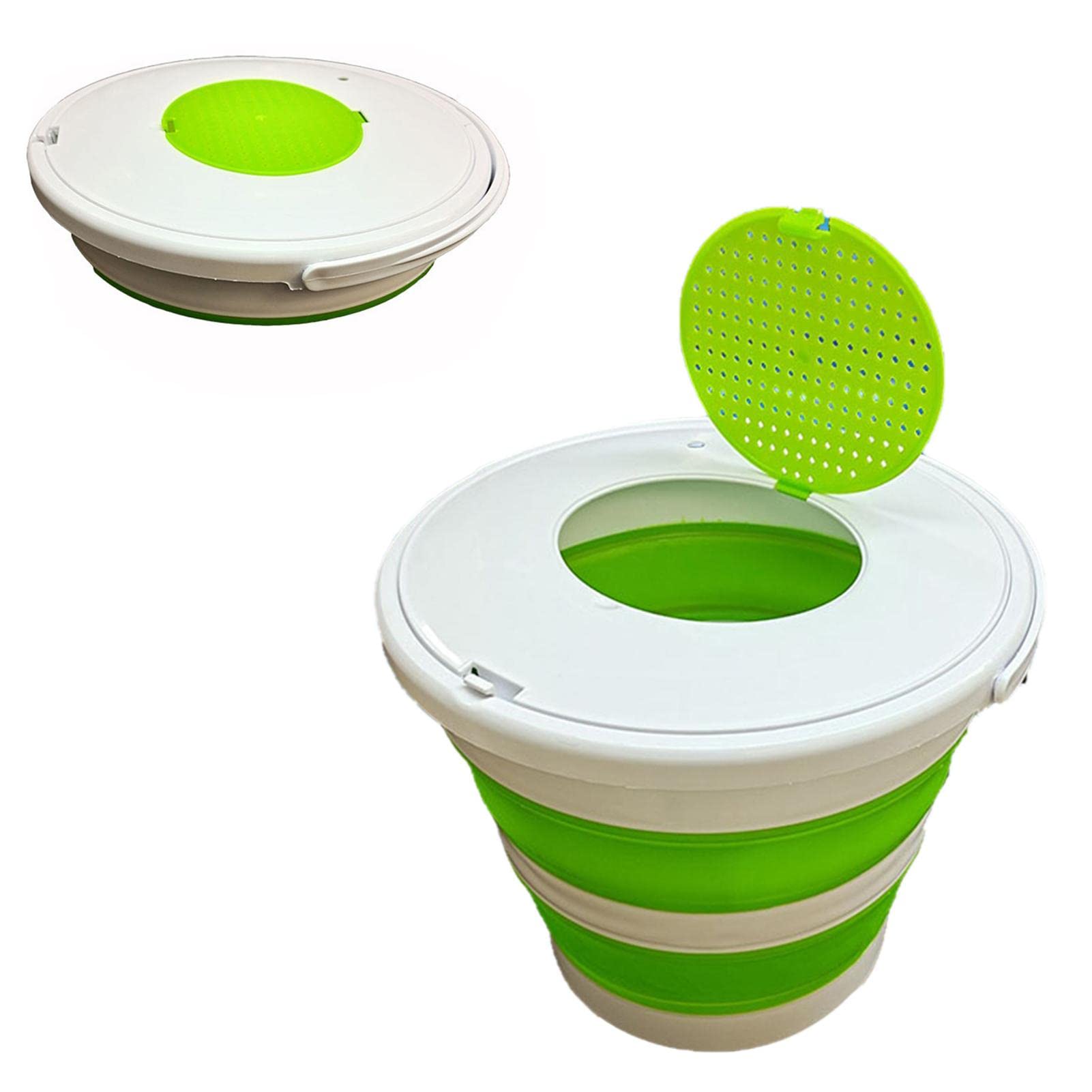 Runnerequipment 5L/10L Collapsible Fishing Bucket With Locking Lid - Portable Round Fishing Water Tub With Carrying Handle & Locking Lid | Portable Plastics Water Pail With Carrying Handle, Space