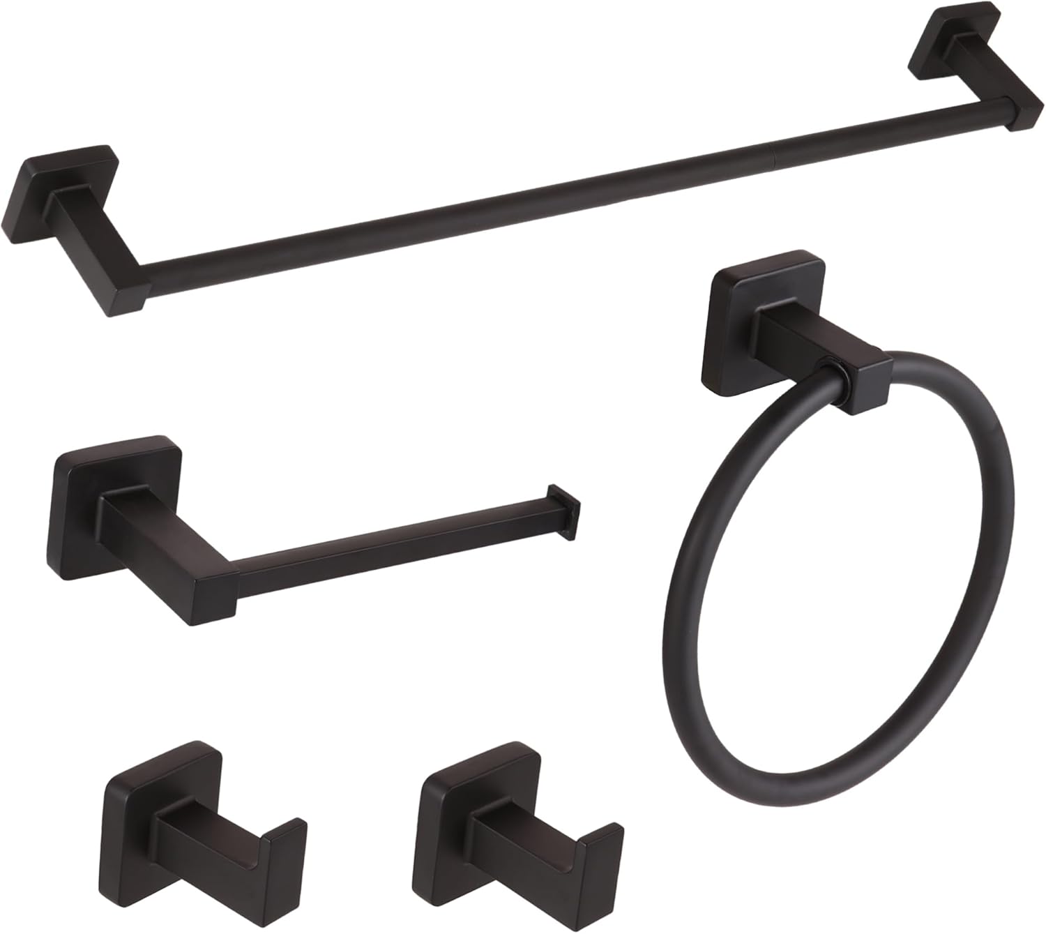 Ntipox 5 Pieces Black Bathroom Hardware Set,Wall Mounted 23
