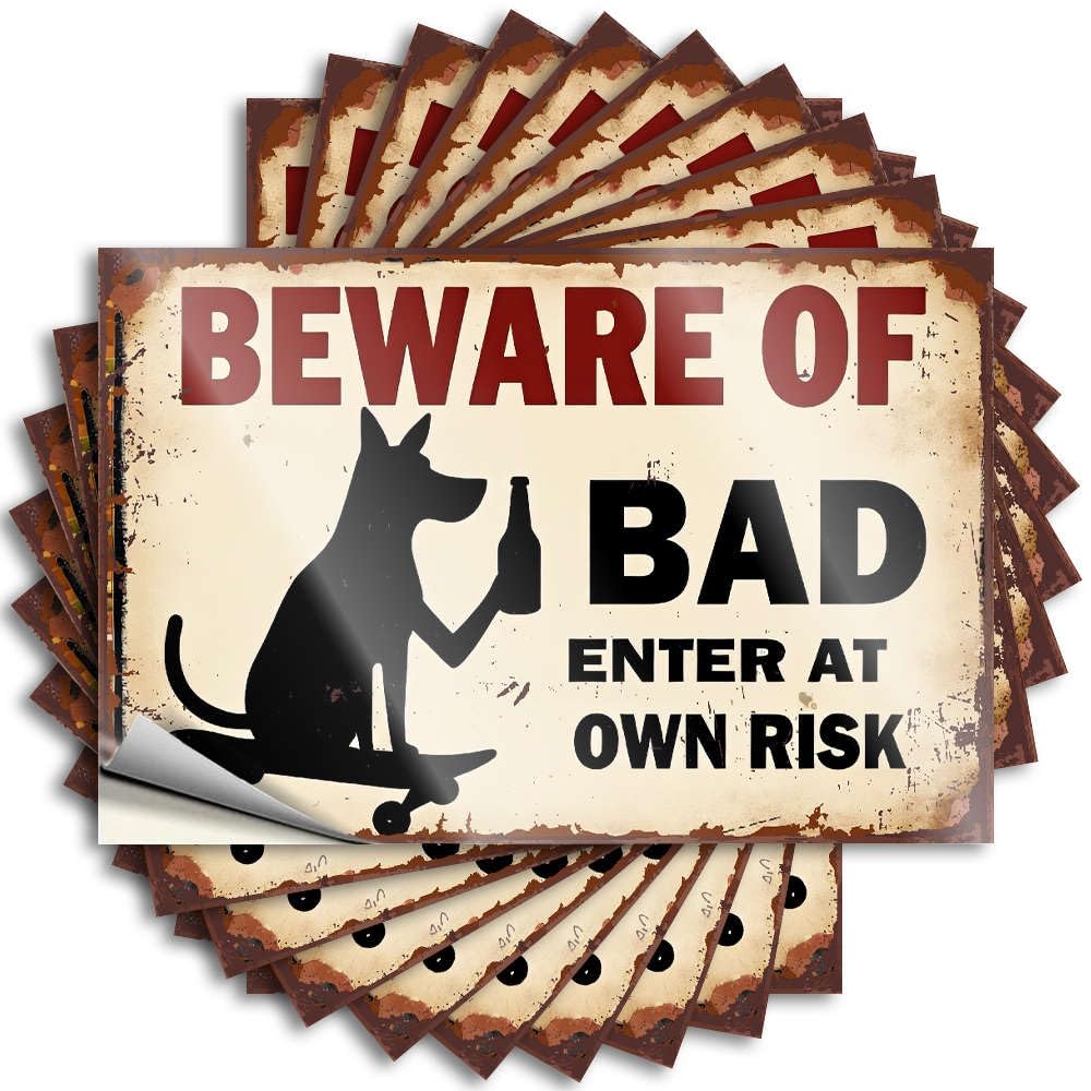 Decal Great Friends Waterproof - Beware of Bad Dogs Enter At Own Risk. Bumper Self Adhesive Decal for Math Use(12X18CM)