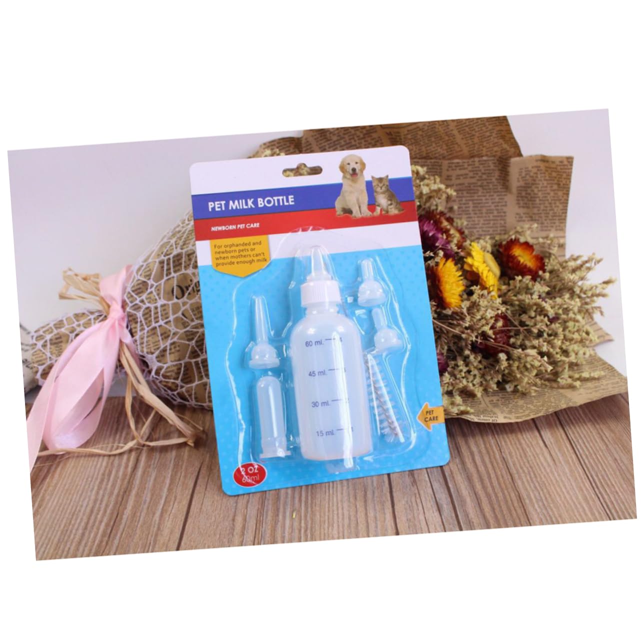 Hohopeti Pet Nursing Kit Essential Feeding Bottle Set for Kittens Puppies Small Animals Easy Measurement Includes Cleaning Brush