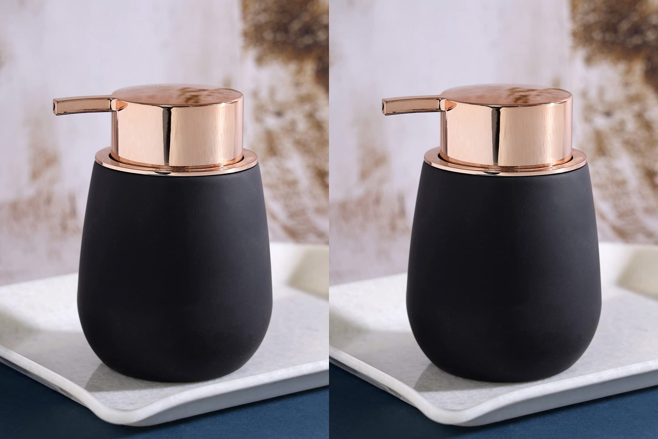 HAINE Unbreakable Liquid Soap Dispenser for handwash with Chrome Bronze Color Pump, 250ml (Black, 2)