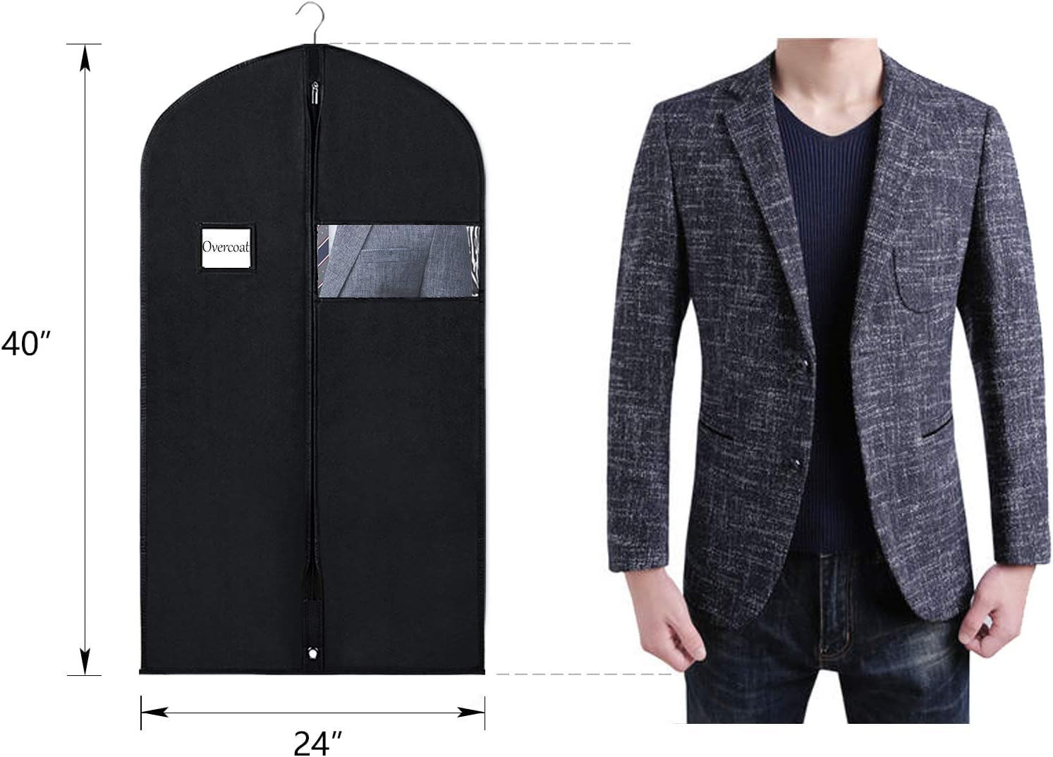 Kleiderhülle Kleidersack Kleidersäcke 101,6 Cm Lange Kleiderhülle Für Aufhängen Von Kleidungsstücken, Anzugtasche Zur Aufbewahrung Von Kleidung Für Anzüge, Langes Kleid, Kostüm, Jacken, Kleid Anzugsac