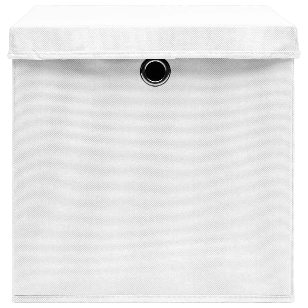 Aufbewahrungsboxen mit Deckeln 4 STK Weiß Vliesstoff 28x28x28 cm faltbar stapelbar platzsparend für Schrank Regal Büro Schlafzimmer Küche Haushalt