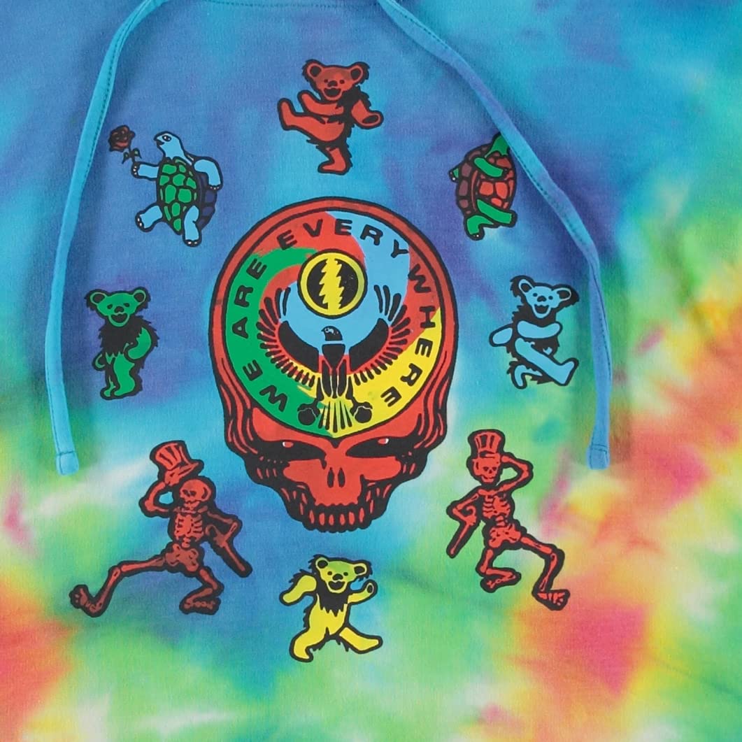 Grateful Dead Felpa con cappuccio da uomo con orsi danzanti, stile vintage, tie dye, rock, con stampa sulle maniche