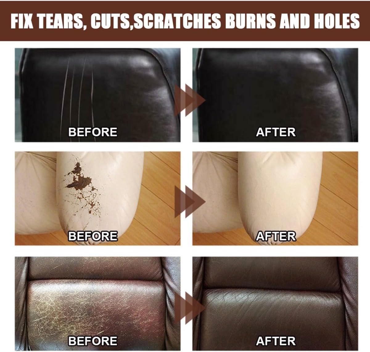 Advanced Leather Repair Gel, Leather Repair Kit for Furniture, Leathers Repairs Kit Car Interior, Leathers Patch for Car Seat Repair, Cars Lea-Ther Repairs Kits (White 50ml)