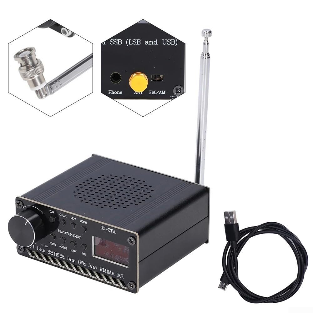 Radio Digitale Portatile, Ricevitore radio ATS 20+, Altoparlante ricevitore radio multi-banda portatile FM AM MW SW SSB (LSB e USB), 0,96 pollici per display OLED, Batteria 800mAh, 3.5 x 4.21 x 1.61in