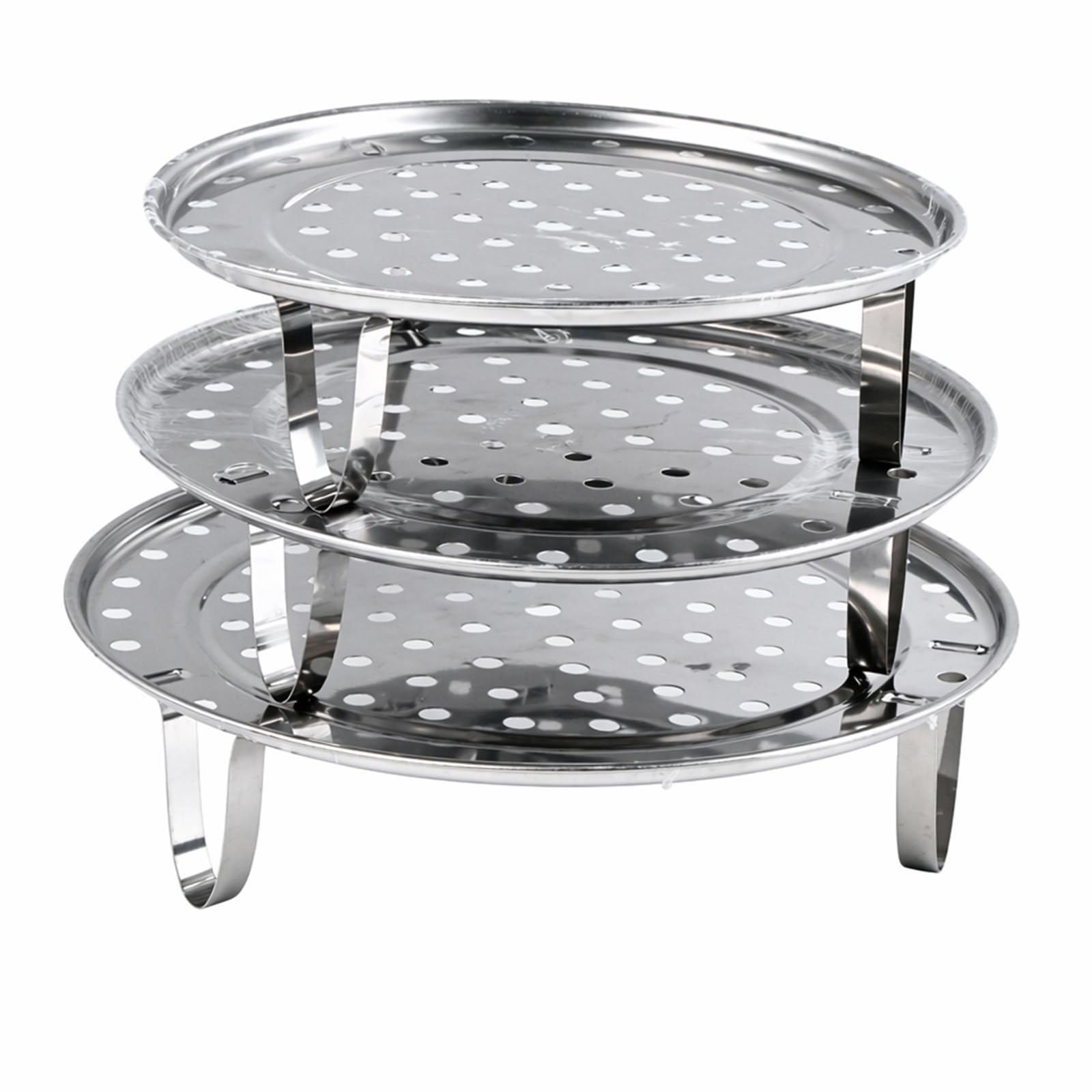 Rovelin 3 Pcs Stainless Steel Steamer Basket Set (20/22/24cm) - Round Steaming Rack Insert for Cooking, Dumpling Steamer Stand, for Instant Pot Accessories