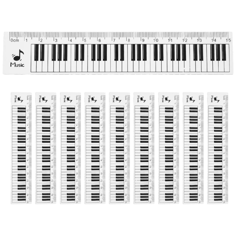 Operitacx Transparent 6.3 Inch Straight Ruler with Piano Keyboard Pattern for Music Lovers Kids School Office Measuring Tool