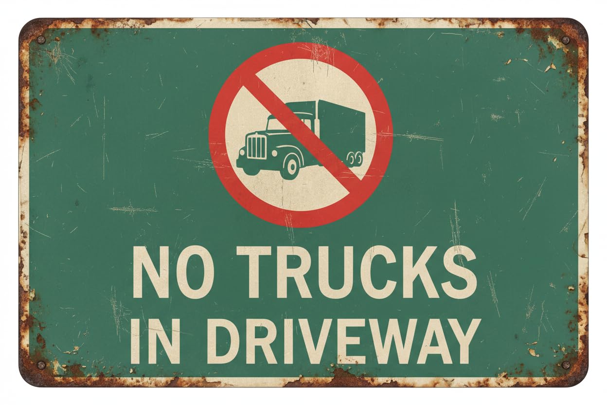 Wall Decor No Trucks In Driveway Private Drive Safety Unique Aluminum Metal Sign 8x12Inch Vintage Signs Plates Printed