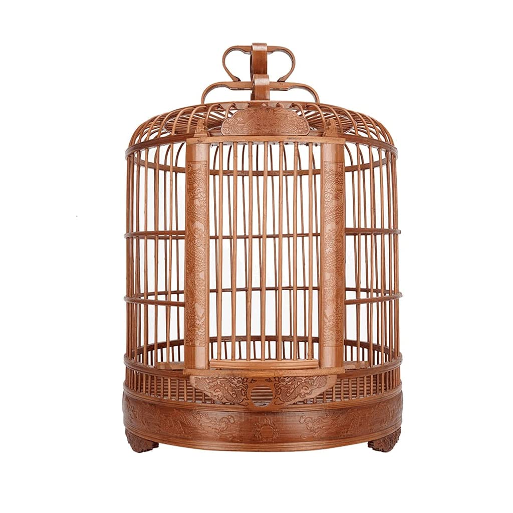 HTTGDGDH Portable Birdcages Creative Carved Birdcage Bamboo Bird Cages Durable Small Sized Bird Cage Vintage Bird Carriers For Decor,L
