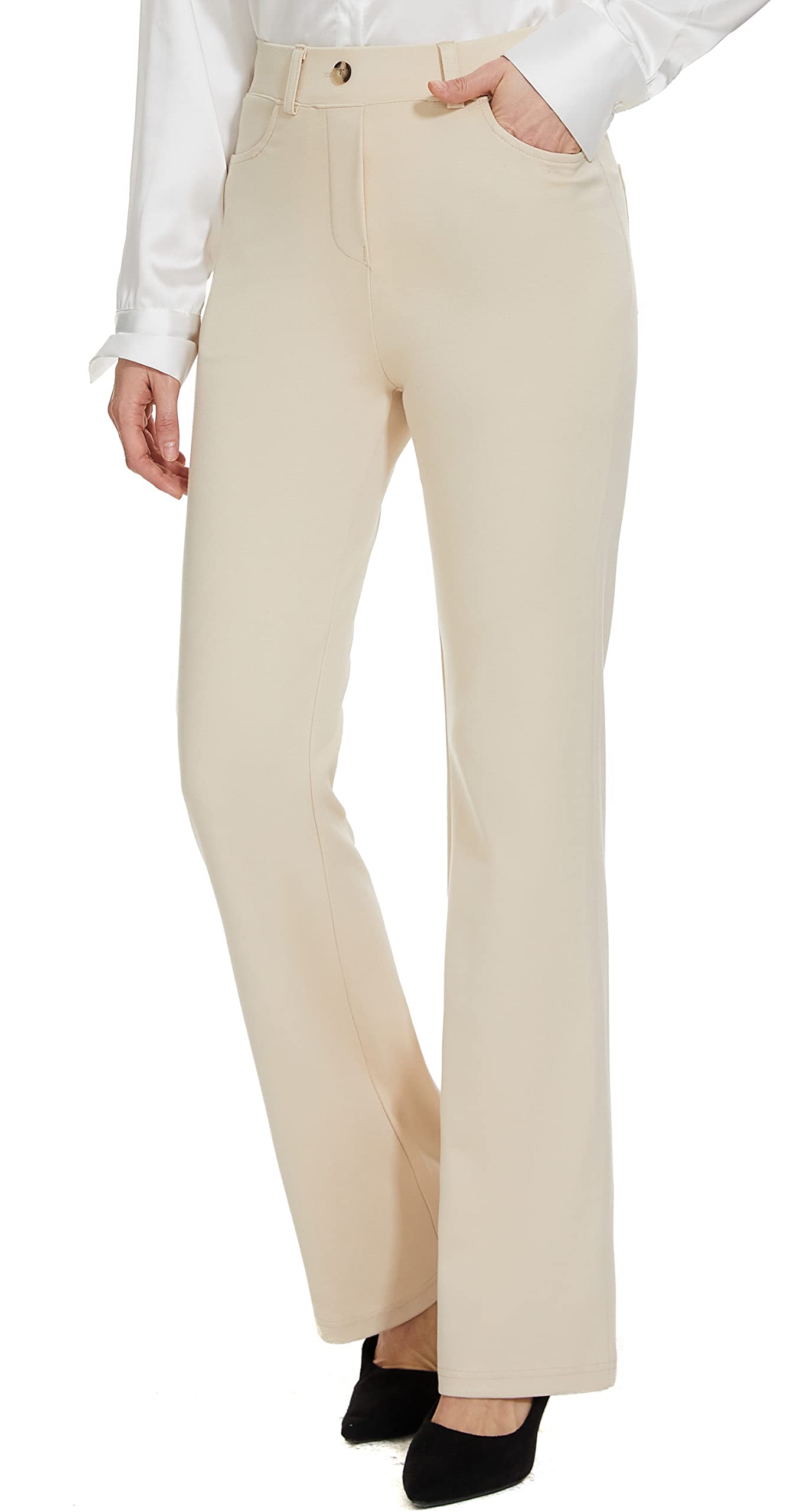 VANGULL Women's Stretchy Bootcut Dress Pants with 4 Pockets Regular for Office Work Business