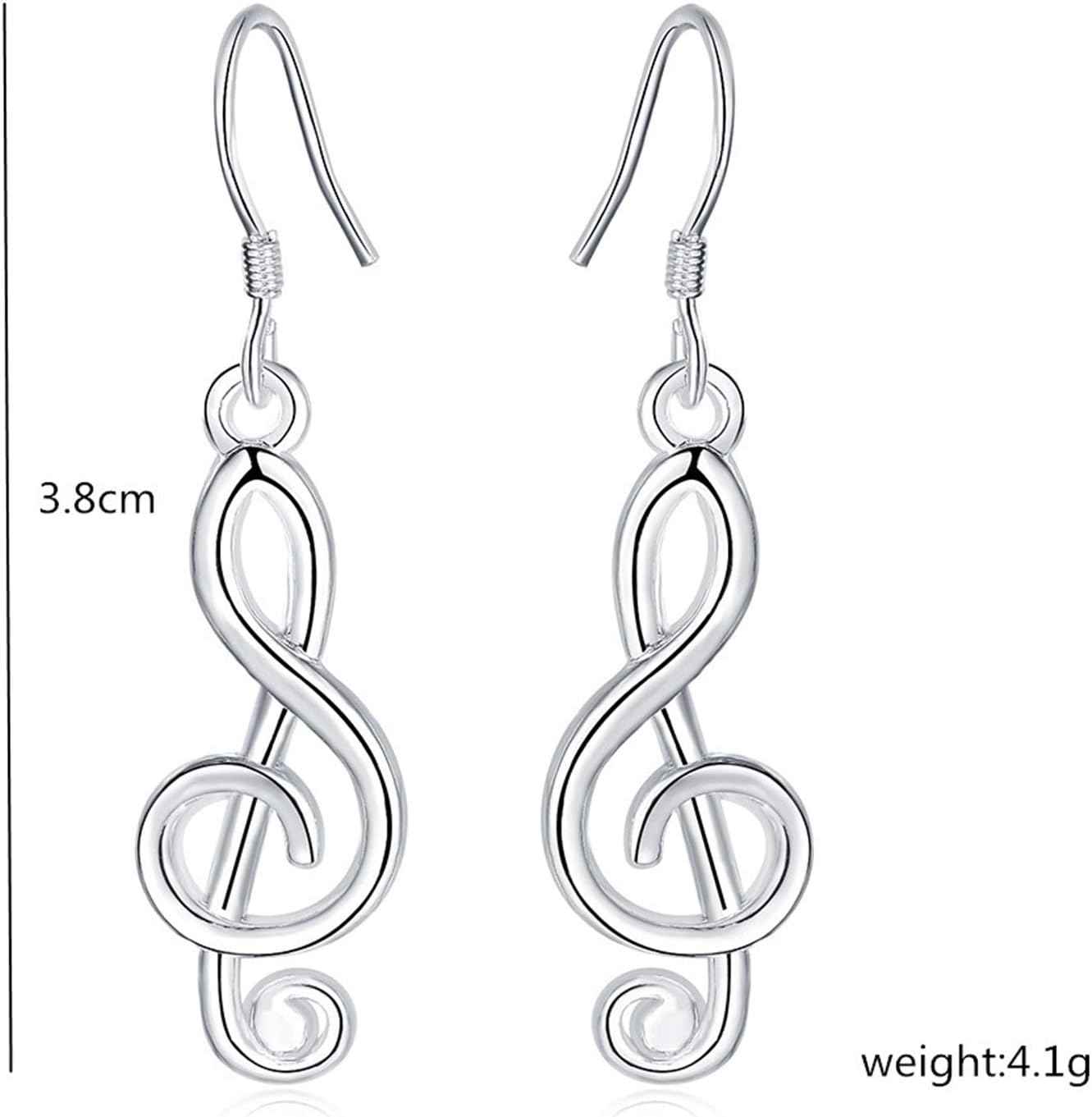 coadipress 925 Sterling Silver Musical Note Polished Earrings for Women Unique Fun Treble Clef Opal Hook Earrings Gift Jewelry for Music Lover - Image 3
