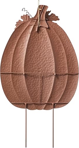 Miniatura 5 de Glitzhome Estaca de calabaza en relieve de metal de otoño de 37.75 pulgadas de alto, estacas de calabaza para jardín o letreros colgantes de