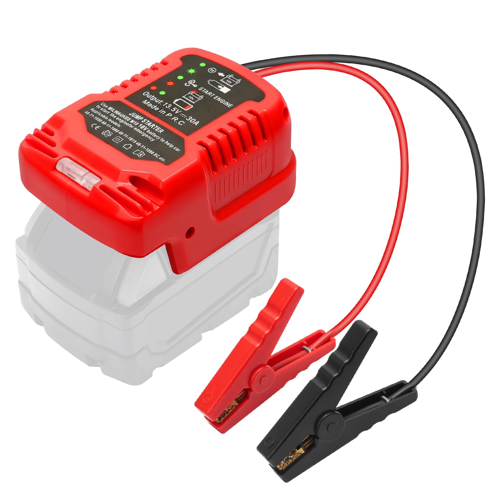 12V Jump Starter Adapter Compatible with Milwaukee 18V Lithium Batteries Portable Car Battery Jumper Starter with 11AWG 1